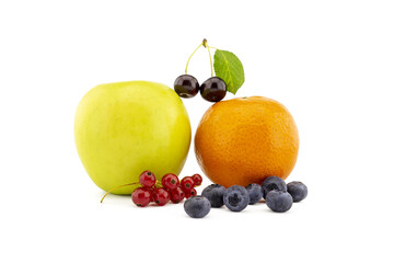 Fresh seasonal fruit still life with berries