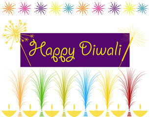 Happy Diwali wishes greeting card abstract background with text and colorful fireworks,  lighting lamps pattern, Indian festival, graphic design illustration wallpaper, summer holiday banner