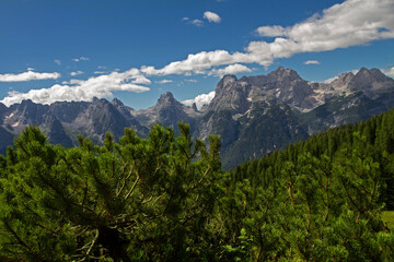 Dolomites mountains in Italy  during the summer.