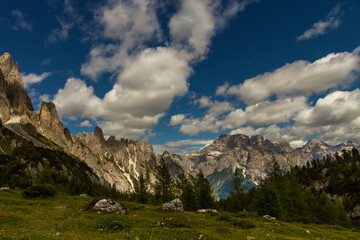 Fototapeta na wymiar Dolomites mountains in Italy during the summer.