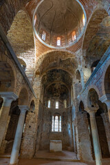Ruins in Mystras (also Mistras, Myzithras) a historical fortified Bizantine town in Laconia, near...