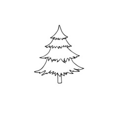 Christmas tree ink monochrome sketch. Hand drawn winter holidays illustration object isolated for web, for print