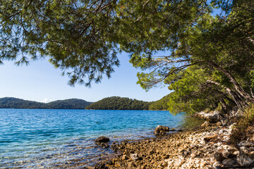 Rocky waterside in Mljet National Park