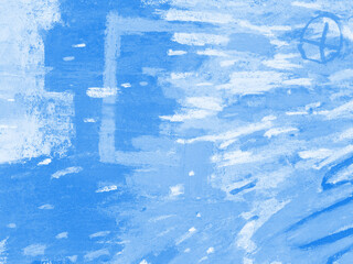 Contemporary art background. Blue abstract painting texture for banner, postcard, template poster, flyer design. Artistic pattern with multicolor shapes, vivid lines. Contemporary art gallery concept.