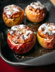 Christmas baked apples stuffed with brown sugar, cinnamon and nuts