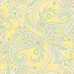 Fototapeta na wymiar Paisley Ornamental seamless pattern. kalamkari vector fabric background