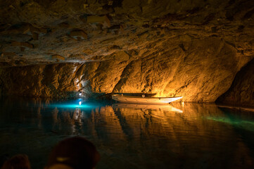 Boat in Lac Souterrain de Saint-Léonard, Valais