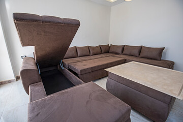 Interior design of luxury apartment living room sofa