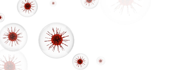 Flu or HIV coronavirus floating in fluid microscopic view. 3d render background
