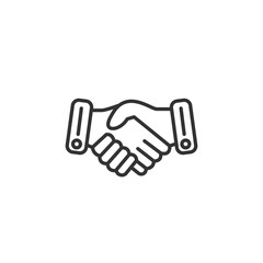 Business handshake. Contract agreement line art. Vector black icon.