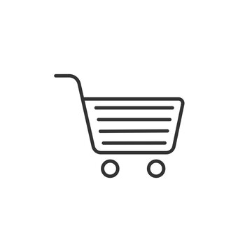 Shopping cart icon in flat style. Trolley. Vector black icon.