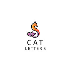 letter s cat illustration logo modern creative colorful vector design