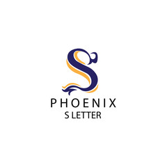 phoenix logo, illustration of initials s with color design, vector