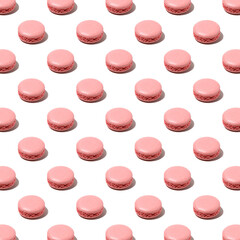 Seamless regular pattern of pink  macaroons