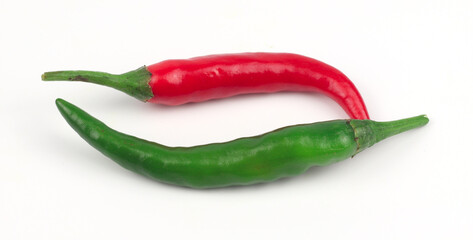 Chili peppers on a white background