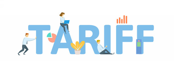 Tariff. Concept with keywords, people and icons. Flat vector illustration. Isolated on white background.