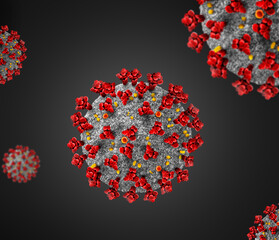 Coronavirus Covid-19 outbreak and -nCov novel coronavirus as concept with disease cell. 3D rendering