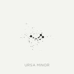 Fototapeta premium Star constellation zodiac Ursa Minor black white vector