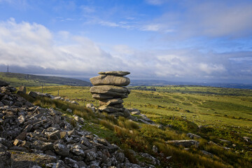 The Cheesewring, a natural formation of weathered granite on Stowe's Hill, Bodmin Moor, near Minions, Cornwall, England, UK. © tonymills