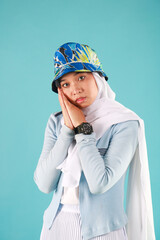 Fashion portrait of young beautiful asian muslim woman with wearing hijab.
