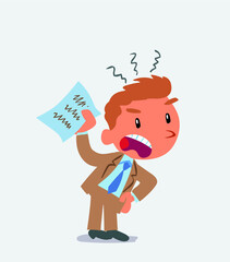 businessman waving a document angrily