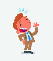 Fototapeta na wymiar cartoon character of businessman laughing happily.
