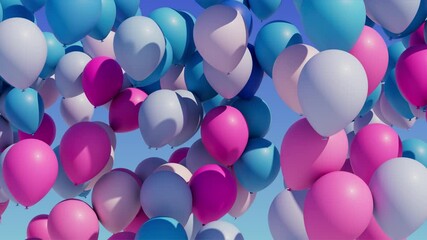 Colorful balloons rising into the in the air. Transition with matte - Powered by Adobe