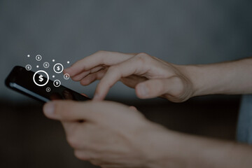 Freelance working concept, Online payment, Working from home, get paid online, bet payment concept.