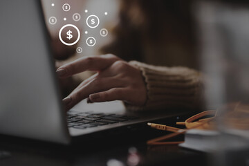 Freelance working concept, Online payment, Working from home, get paid online, bet payment concept.