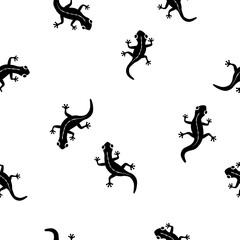 Vector seamless pattern with cute gecko silhouette