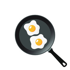 Fried eggs graphic icon. Frying eggs on the pan sign isolated on white background. Breakfast symbol. Vector illustration