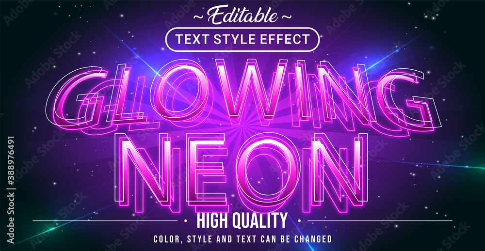 Poster editable text style effect - glowing neon theme style.