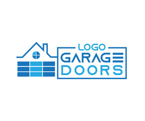 Residential house garage doors icon based logo vector illustration with dummy text for multi purpose use, white background.