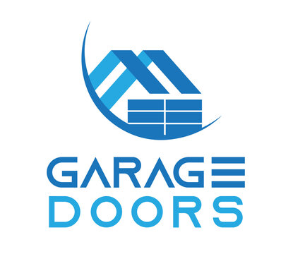 Residential House Garage Doors Icon Based Logo Vector Illustration With Dummy Text For Multi Purpose Use, White Background.