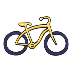 Fototapeta premium Low rider bicycle icon in color drawing. Sport transportation park city urban vintage retro