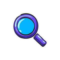Magnifier icon in color drawing. Zoom explore find locate