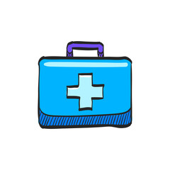 Obraz premium Medical case icon in color drawing. Health care equipment storage