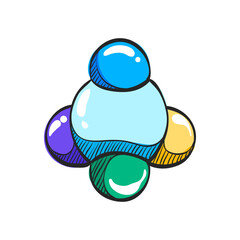 Molecules icon in color drawing. Pharmacy biology science structure