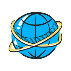 Fototapeta premium Network icon in color drawing. Communication global business links nodes