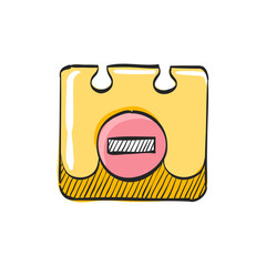 Unavailable label icon in color drawing. Calendar job work assignment freelance vacation