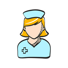 Nurse icon in color drawing. Medical healthcare