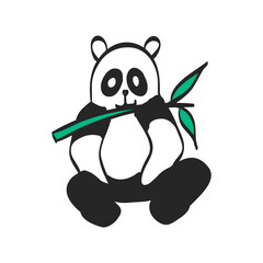 Panda icon in color drawing. Mammal china bamboo cute zoo
