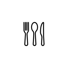 Spoon, fork and knife, line icon Vector. Restaurant symbols vector.