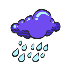 Rain cloud icon in color drawing. Season forecast