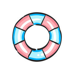 Ring buoy icon in color drawing. Safety equipment sea swimming water drowning