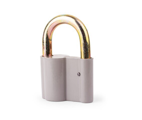 Locked Golden Padlock on the white background.