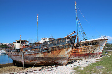 Fototapeta premium shipwrecks in camaret-sur-mer in brittany in france