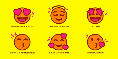 Set of cute smiling emoticons
