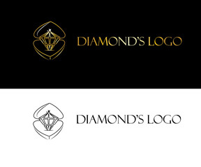 Diamond icon based Logo vector illustration for jewellery industry, black and white background version with dummy text.