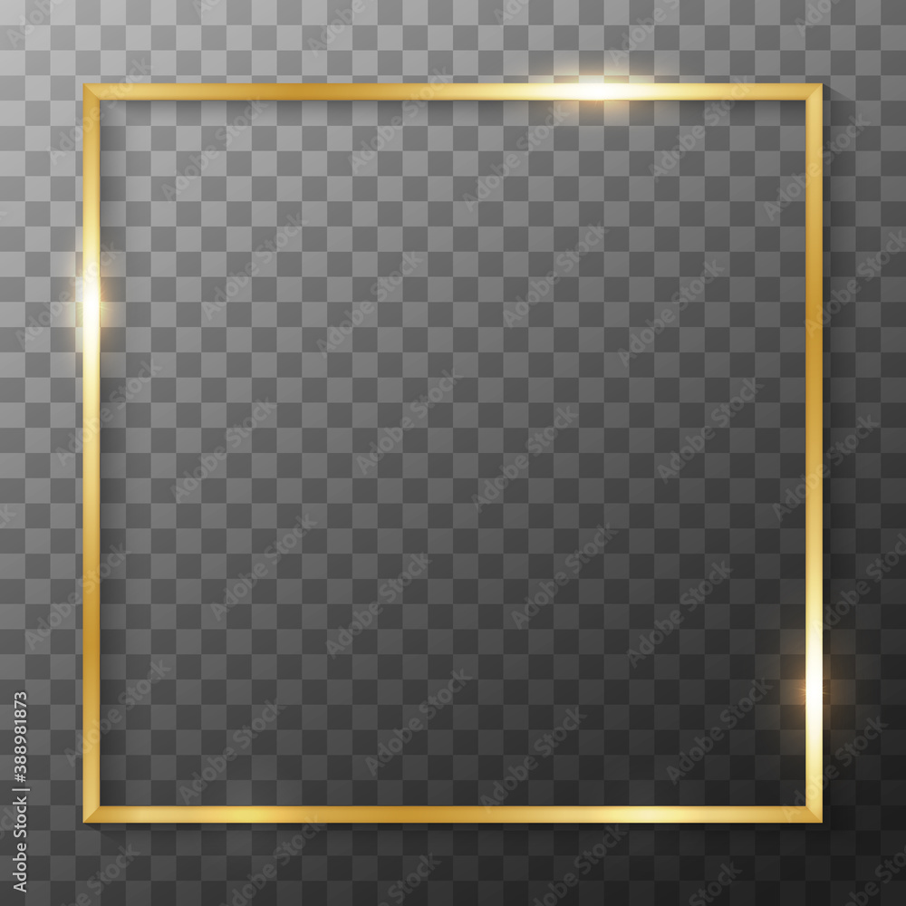Poster gold square 3d frame. rectangle boarder. golden vintage line border. realistic rectangle boarder wit